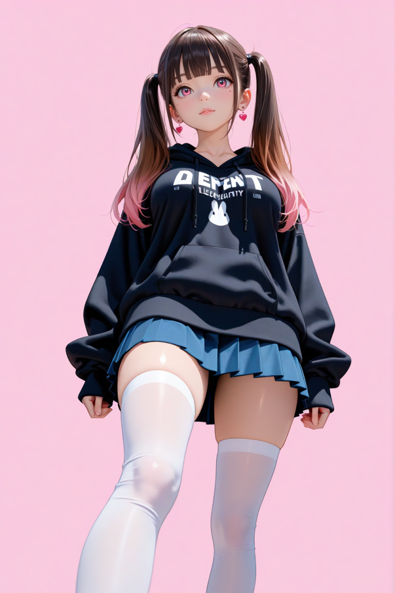 AI로 그린 후드티 입은 미소녀01