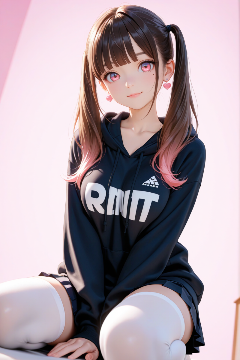 AI로 그린 후드티 입은 미소녀04
