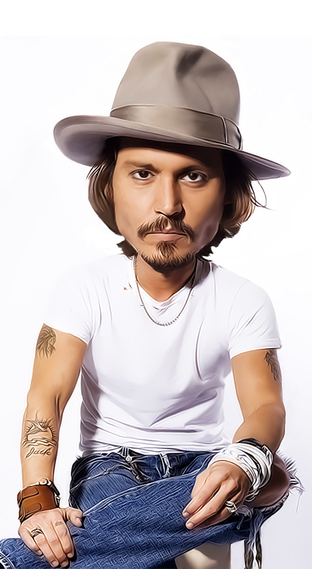 조니 뎁 SD카툰 리터칭 인물화 이미지