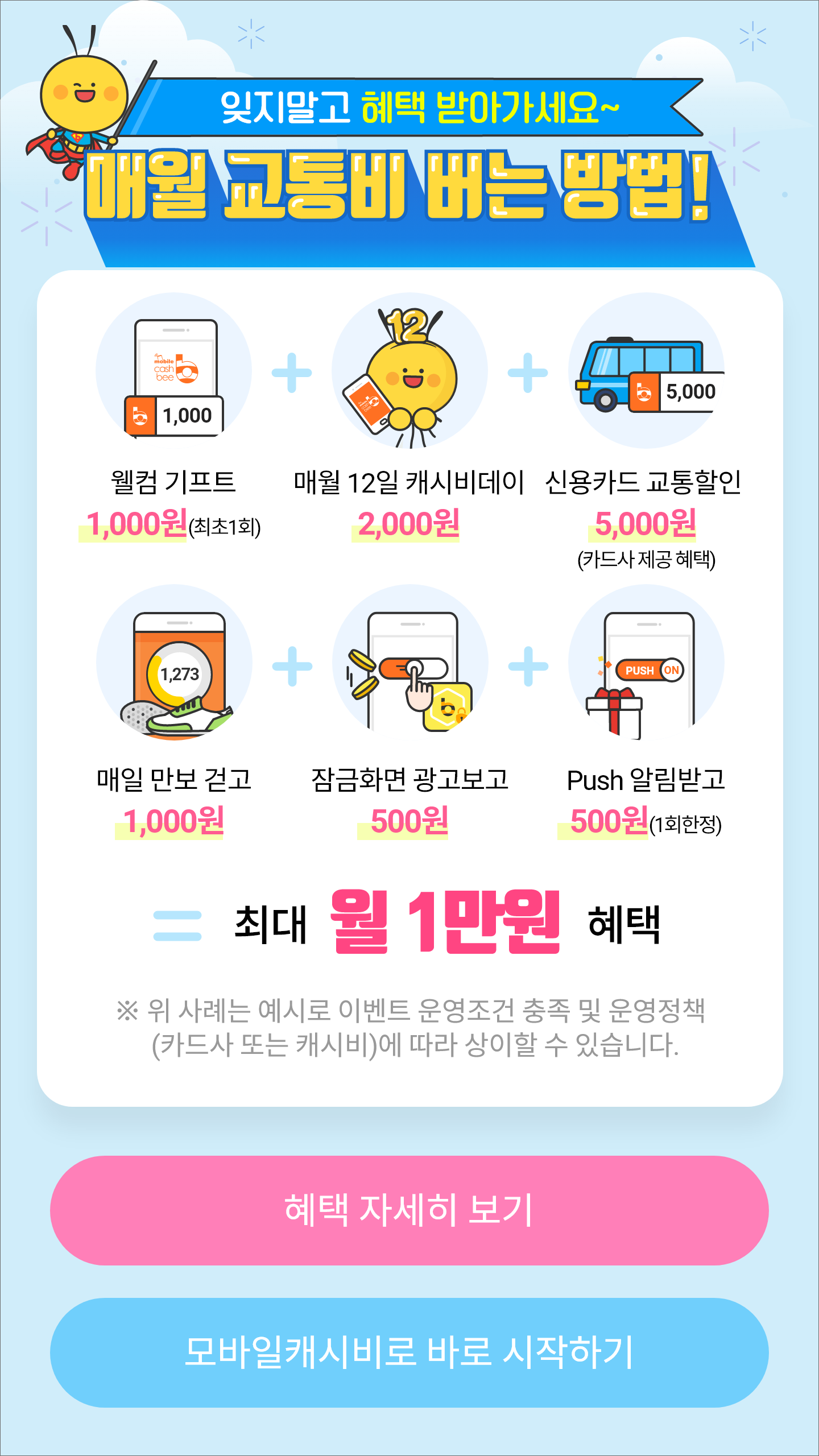 모바일캐시비 매월 교통비 버는 방법 이벤트 디자인