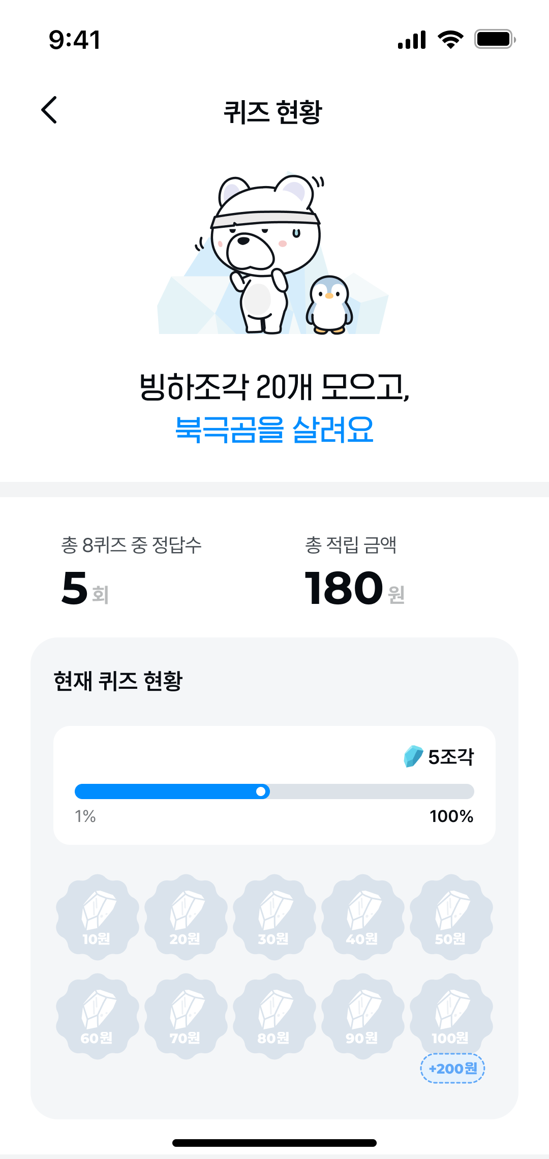 기후행동 기회소득 퀴즈 현황3 페이지 디자인