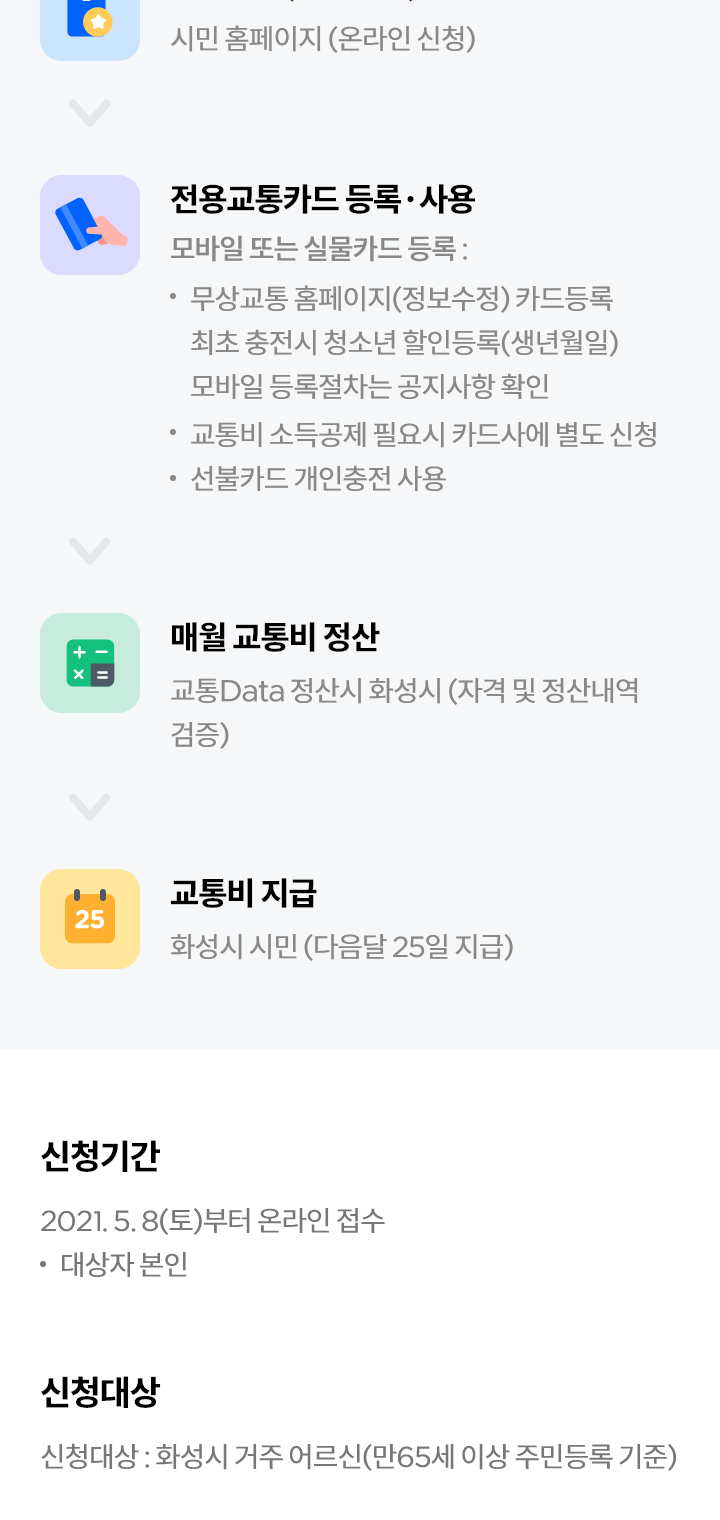 화성시 무상교통 모바일 신청 방법 페이지 디자인