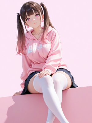 AI로 그린 후드티 입은 미소녀