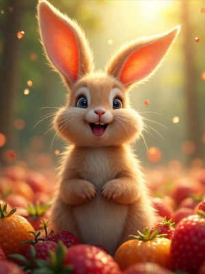 AI로 그린 딸기밭 토끼
